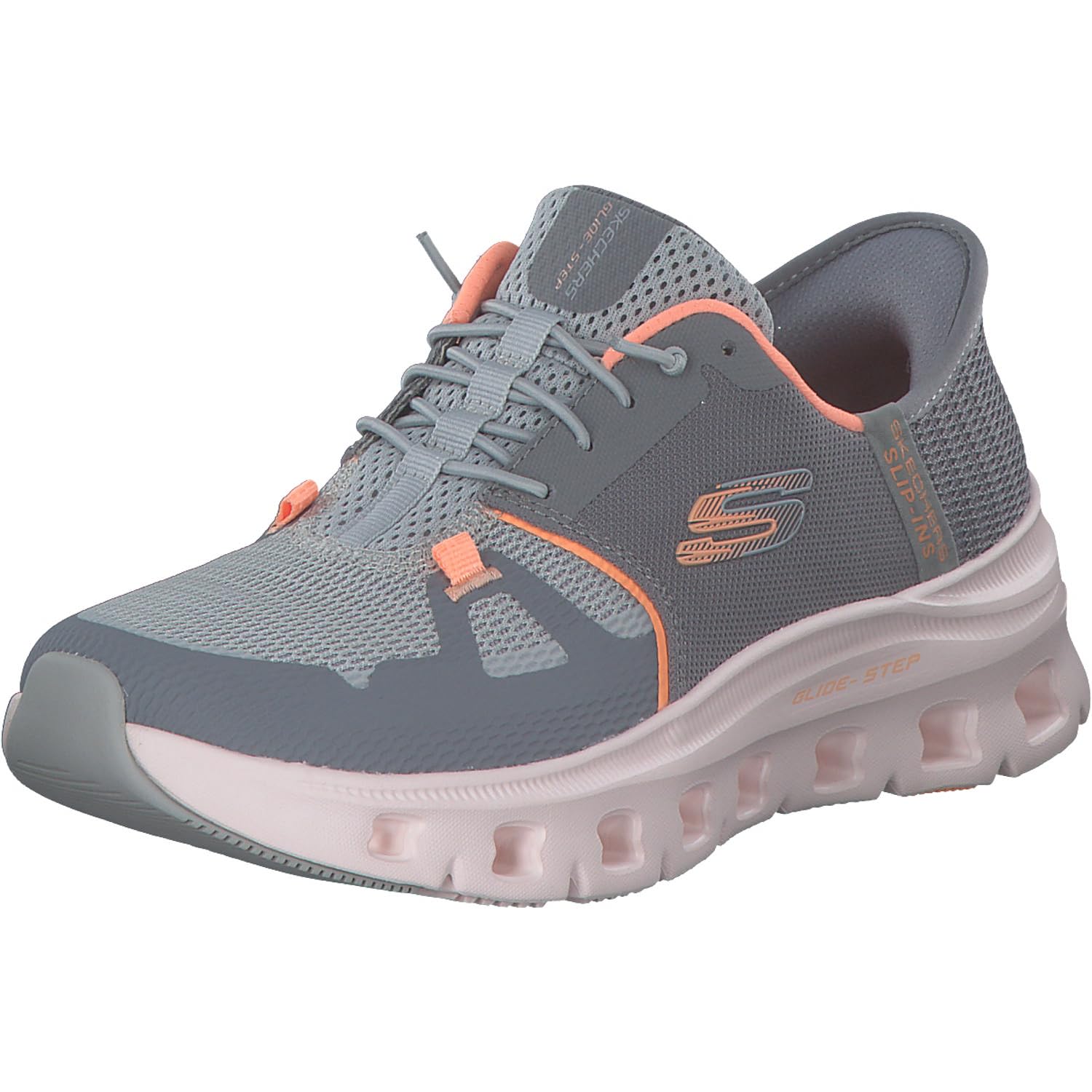Skechers Women's Glide-Step Pro Slip-in Trainers, Gray Mesh/Orange Trim, 4.5 UK