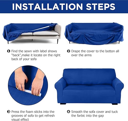 Miniatura 3 de Peryiter Juego de 3 Fundas para Sofá, Cubiertas de Muebles para Sofá, Loveseat, Sillón, Ajuste Perfecto Elástico, Sin Arrugas, Protector de Muebles