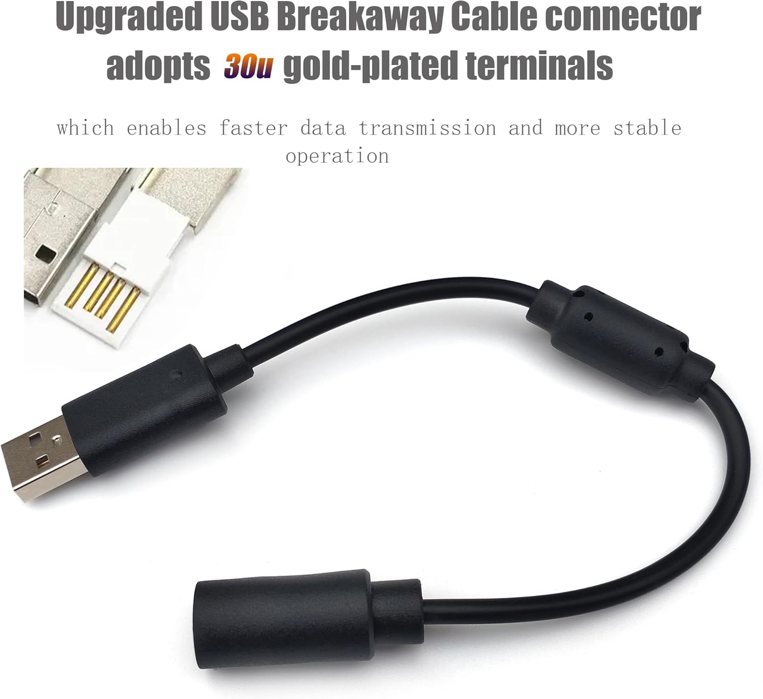 Replacement USB Breakaway Cable for Logitech G920 Driving Force Xbox, Fast Data Transmission, Built-in Anti-Interference Ring (2 Pack)