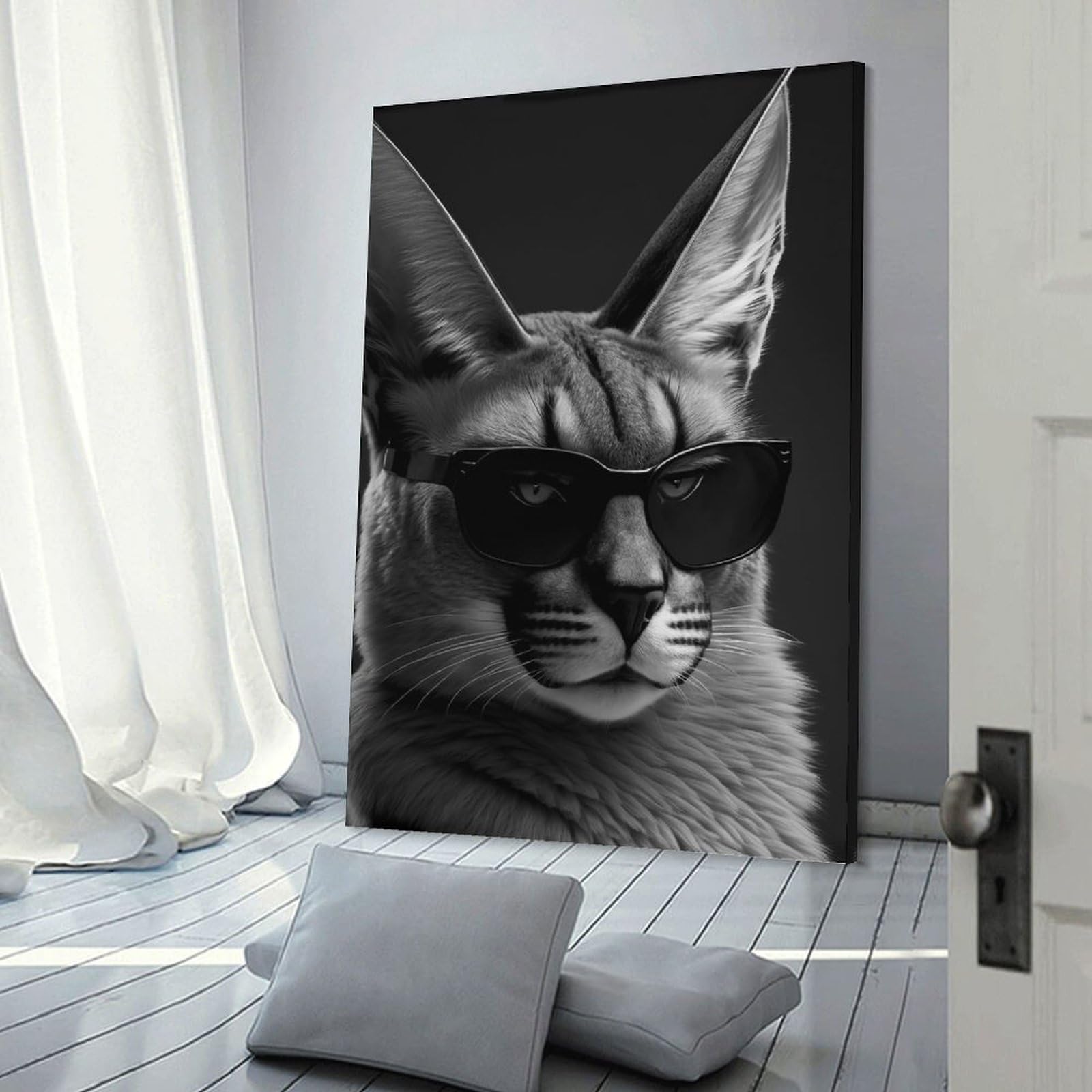 Junmoney Portrait of A Caracal Canvas Wall Picture, 20x30inch(50x75cm), for Flats, Guest Rooms Or Compact Rooms, An Easy Choice for New Home Styling