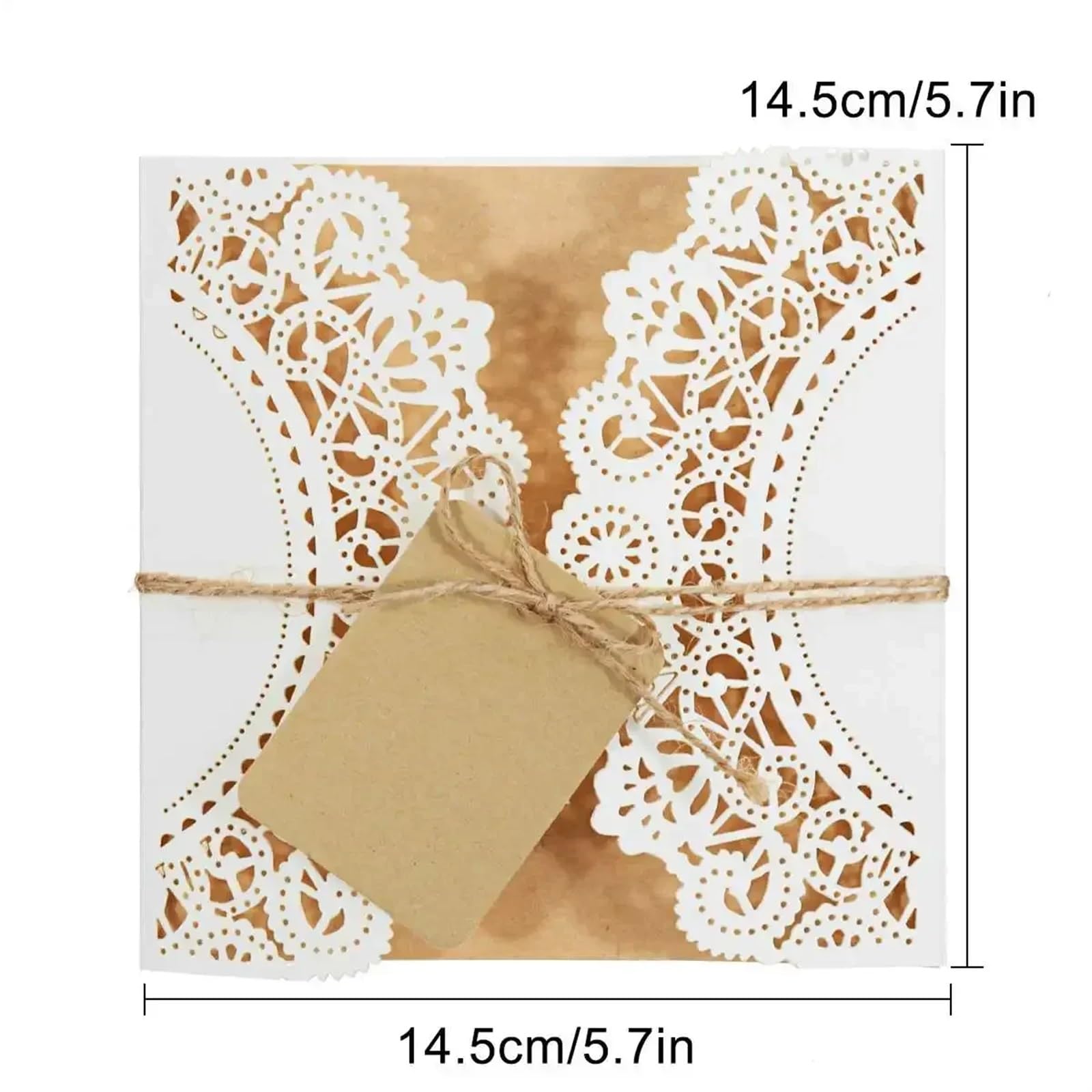 Zaproszenie na ślub Zaproszenia ślubne, z kopertami 10,30,50 szt. 14,5x14,5cm żółty papier pakowy(Print-on-demand,50pcs)