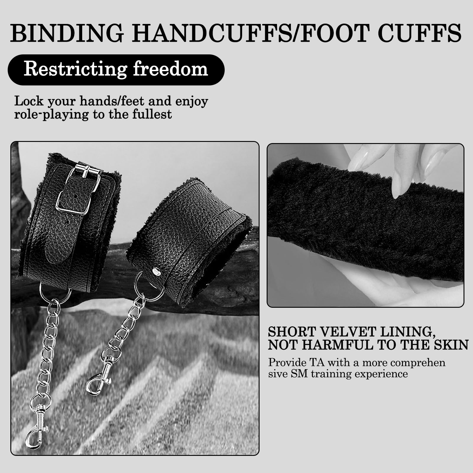Kit Barre D'écartement Sexuel avec Menottes pour Poignets et Chevilles,Set Accessoires Hard,Bondage Jeux Sexuelle Adulte Couple,Jouet Sexualité Couple (Noir)