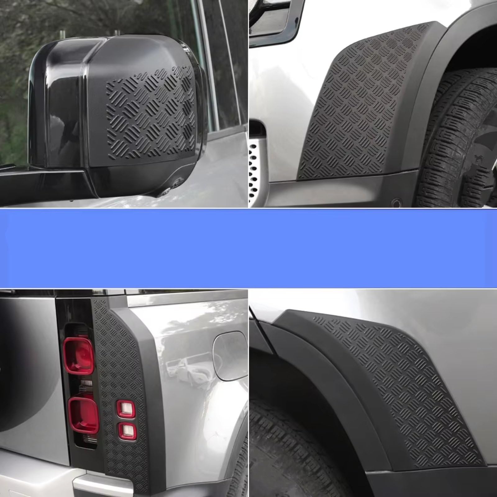 Faros Traseros Para Land Para Rover Para Defender 90 110 130 Espejo Retrovisor Parachoques Delantero Cubierta Trasera Antiarañazos Panel Protector Trasero Piloto Trasero Caravana(Bright Black)
