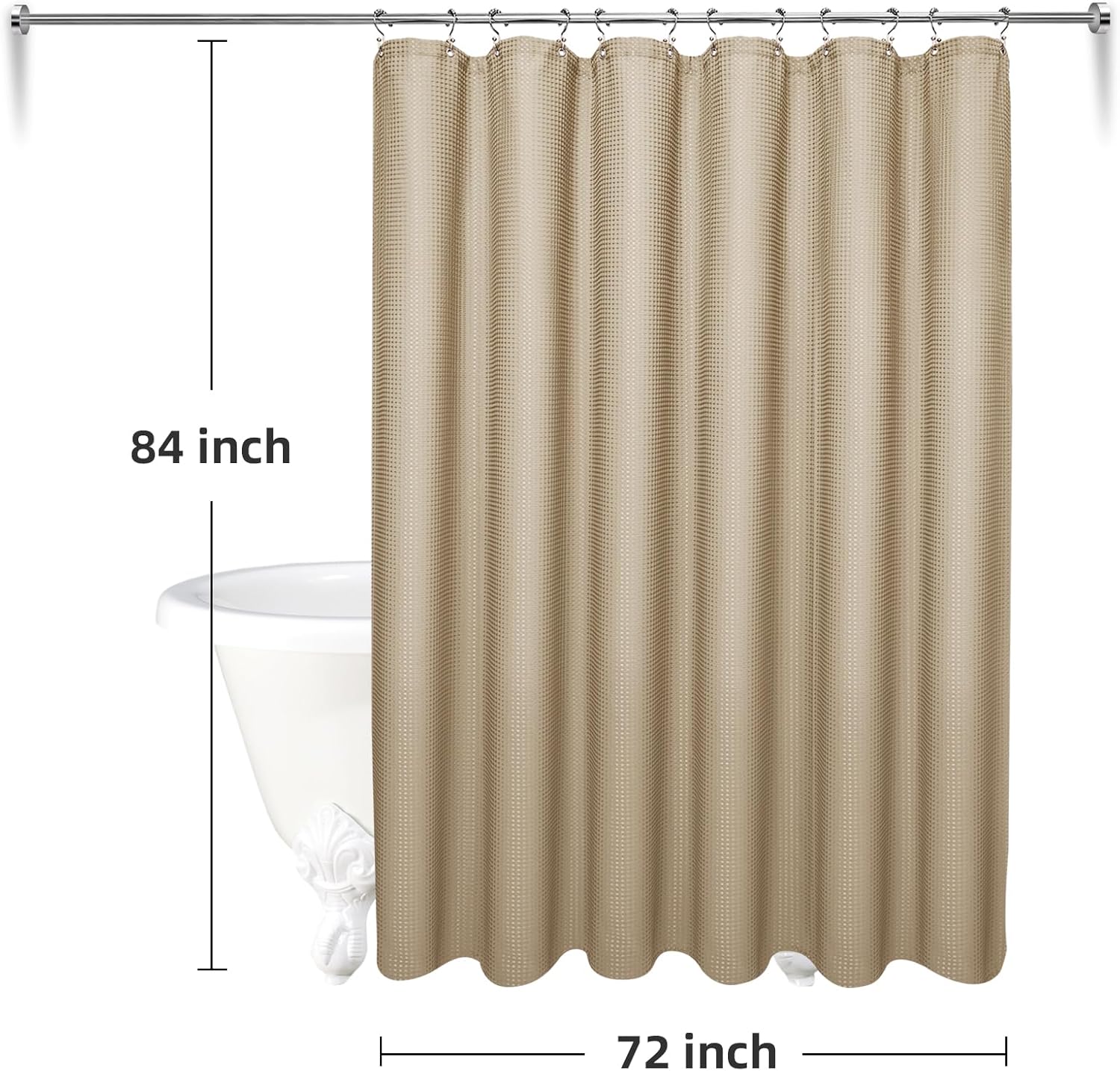 LaCyan 3 in 1 Waterproof Waffle Weave Shower Curtain and Clear Liner Set with 12 Stainless Steel Hooks Double Sided for Bathroom 72 Inches Heavy Duty Polyester Fabric Shower Curtains 72x84