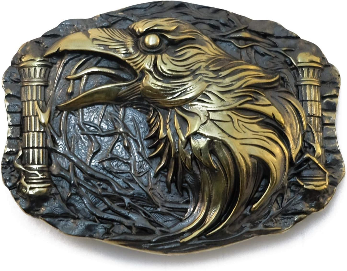 Belt buckle Odins Raven, Handmade viking Huggin And Munnin ravens solid brass belt buckle