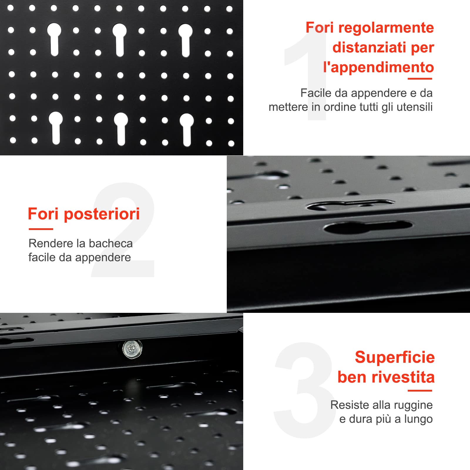 COSTWAY Pannello Forato Portautensili Parete per Attrezzi, Kit per Conservazione degli Attrezzi con 3 Pannelli Forati 25 Accessori, Ideale per Officina e Garage,120 x 60 x 2,5 cm