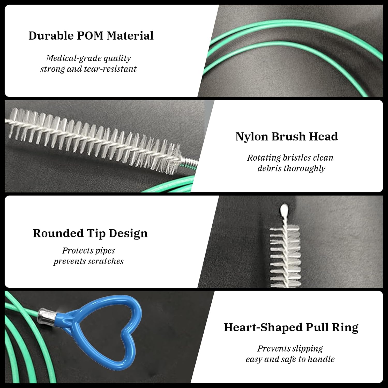Condition photo showing New/Like New for 7pcs sunroof drain cleaning tool - flexible car drain brush for sunroof, door & ac drain tubes - 118" long pipe cleaner with heart-shaped handle, universal vehicle & home use