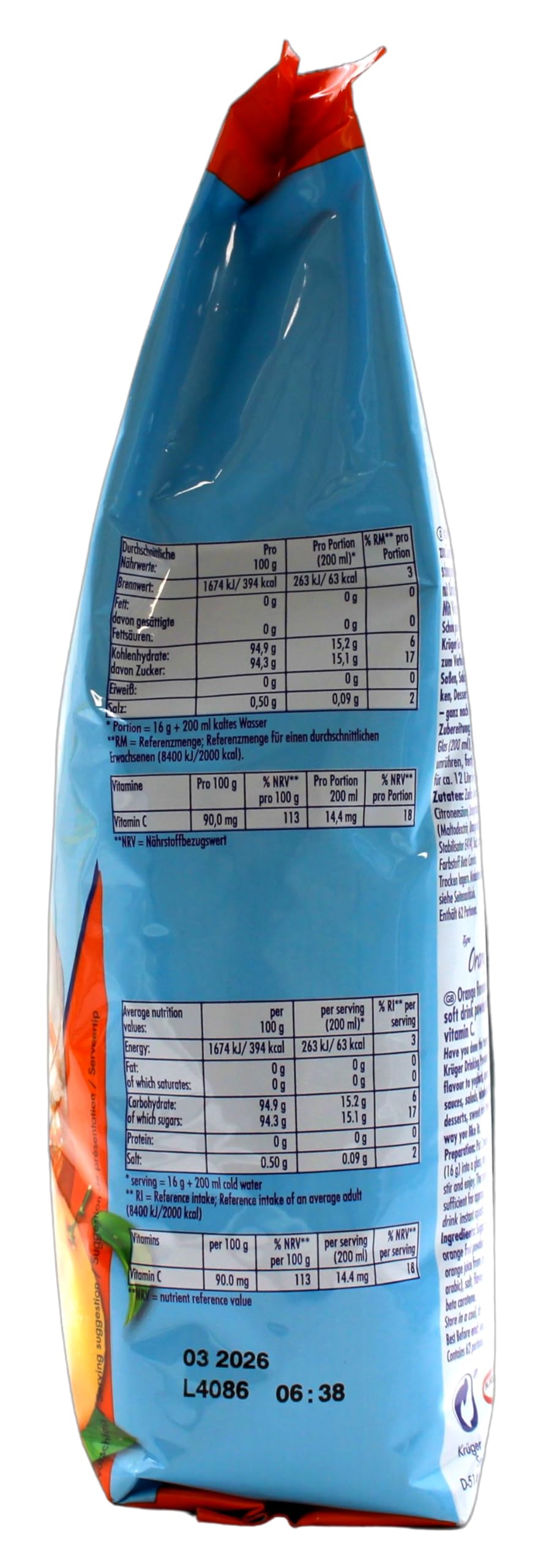 Krüger Family Typ Orange Getränkepulver, 10er Pack (10 x 1 kg)