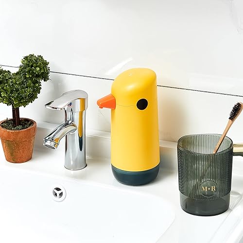 Miniatura 5 de Dispensador automático de jabón de pato amarillo de 2 piezas, espumoso, sin contacto, funciona con pilas para baño y cocina