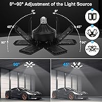 Vista 4 de Paquete de 2 Luces de Garaje, 200W 20000LM 6500K Luces LED de Taller, Luces LED de Techo de Garaje con 6+1 Paneles Ajustables para Sótano, Granero