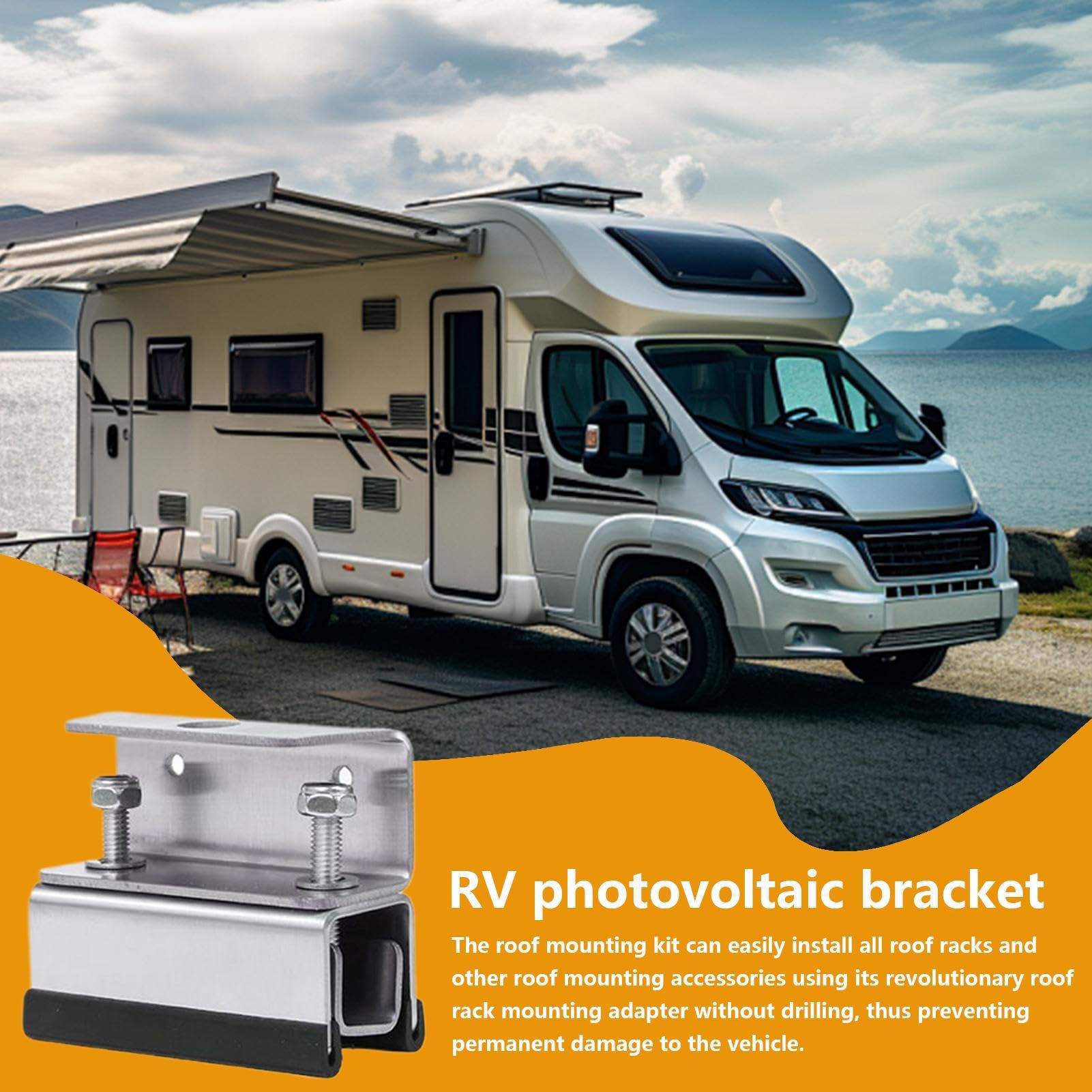 Soportes De Montaje Para Paneles Solares RV Kit de 4 Soportes de Montaje | Estructura Resistente En Acero Inoxidable Para Camping, Yates, Techo De Autocaravana Y Remolques