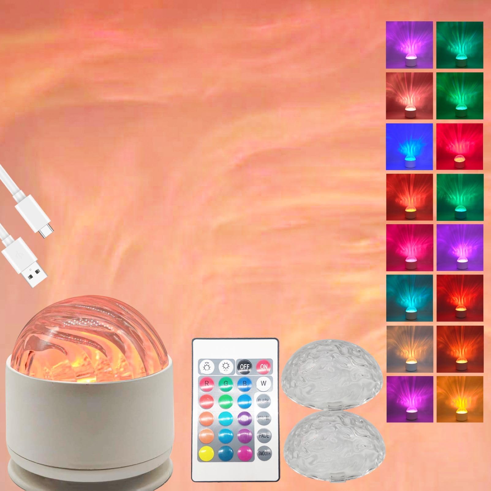 – 2-in-1 Northern Lights & Wave Projector, Aurora Projector, Rechargeable Model 16 Light Effects, LED Color Changing for Bedroom, Party, Home Decoration