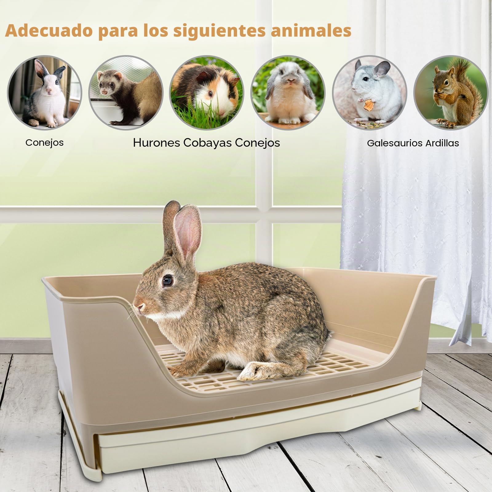 HYLYUN Inodoro grande con cajón extraíble, aseo para conejos, esquina con pala duradera para animales pequeños, conejos, cobayas
