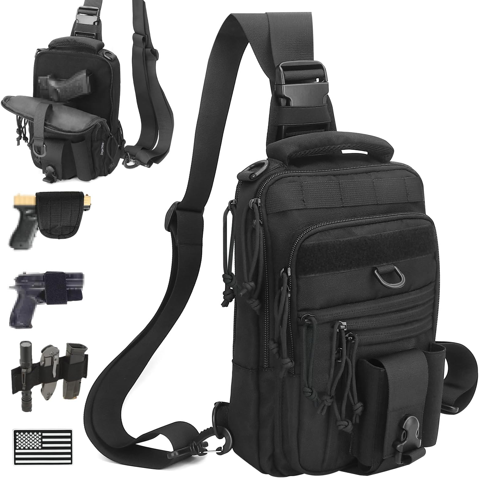 DegeTMVe Dual Pistol Holster Chest Bag Concealed Carry Sling Crossbody Tactical Gun Convertible Backpack Shooting Hunting