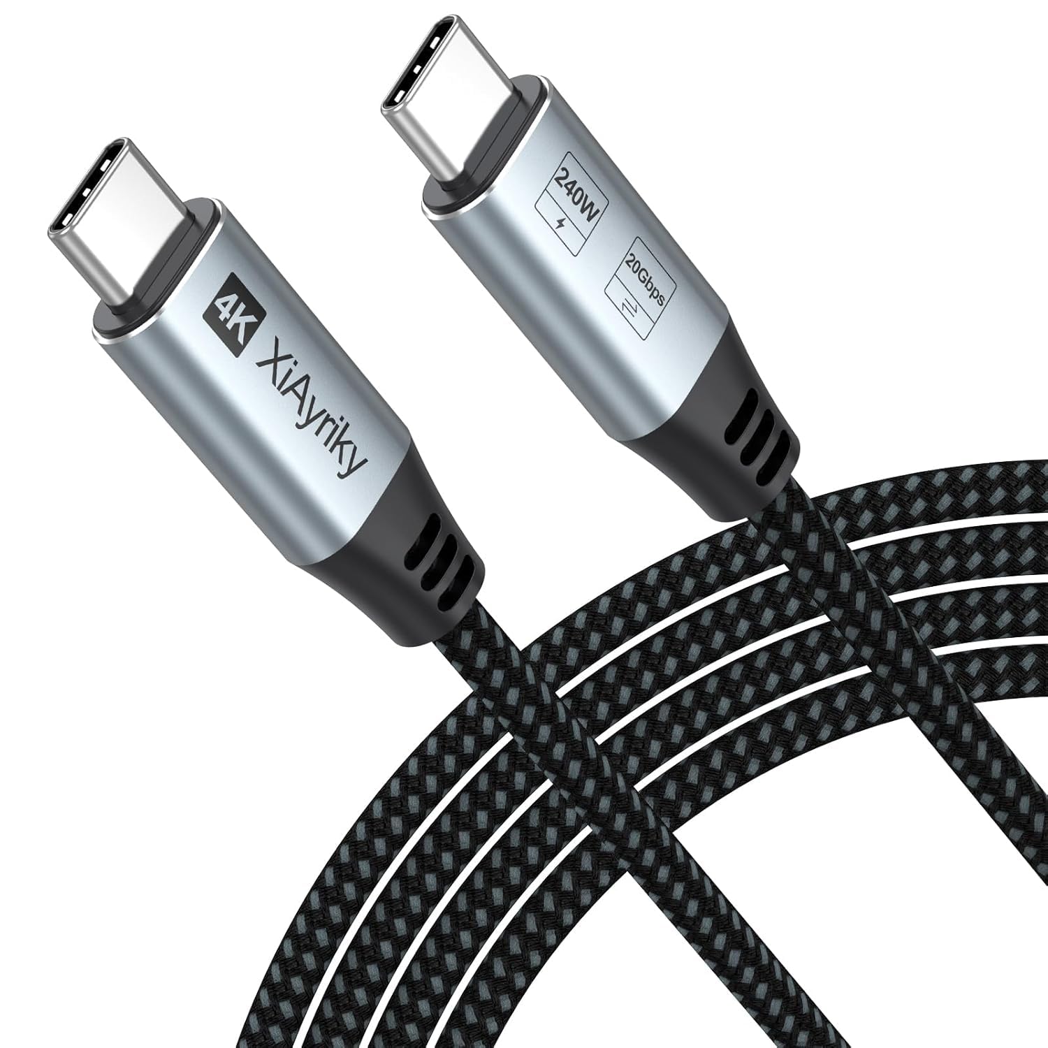 Cable de video USB C para monitor de 6 pies, pantalla 4K a 144 Hz, transferencia de datos de 20 Gbps, carga rápida de 240 W, función completa, cable USB tipo C, USB C 3.2 Gen 2 para monitor