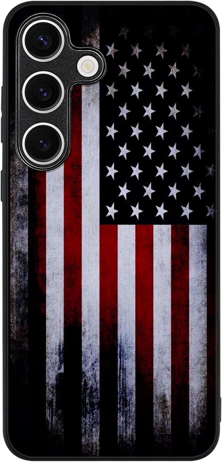 Compatible with Samsung Galaxy S25 Case American Flag Pattern Military-Grade Drop Protection Non-Slip Sides Anti-Scratch Back Shockproof Lightweight Slim Case for Samsung Galaxy S25