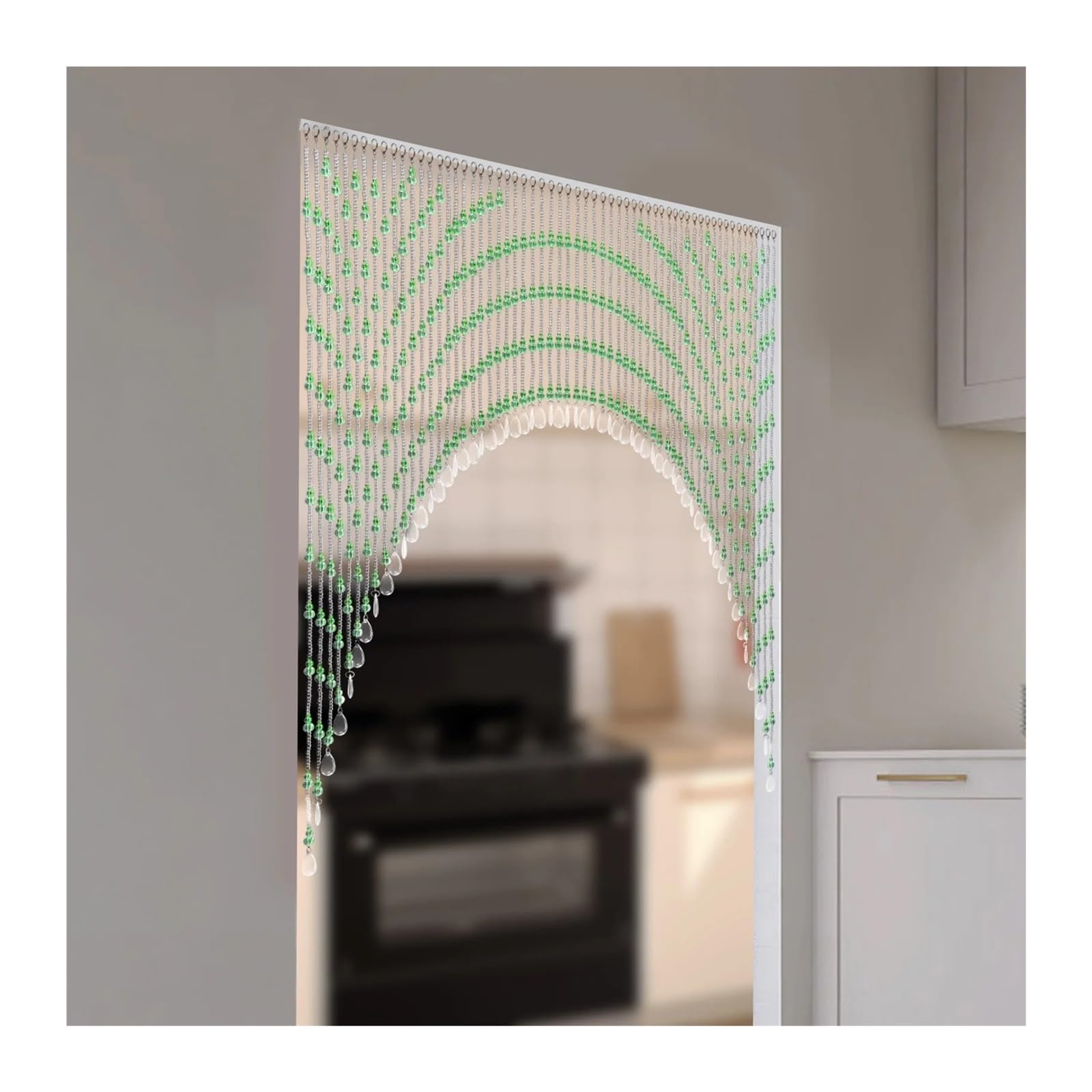 XUWEWI Crystal Curtains Diamond Garland Beaded For Doorways Window Divider Easy To Install(60 Strings) For Doorway(Green)