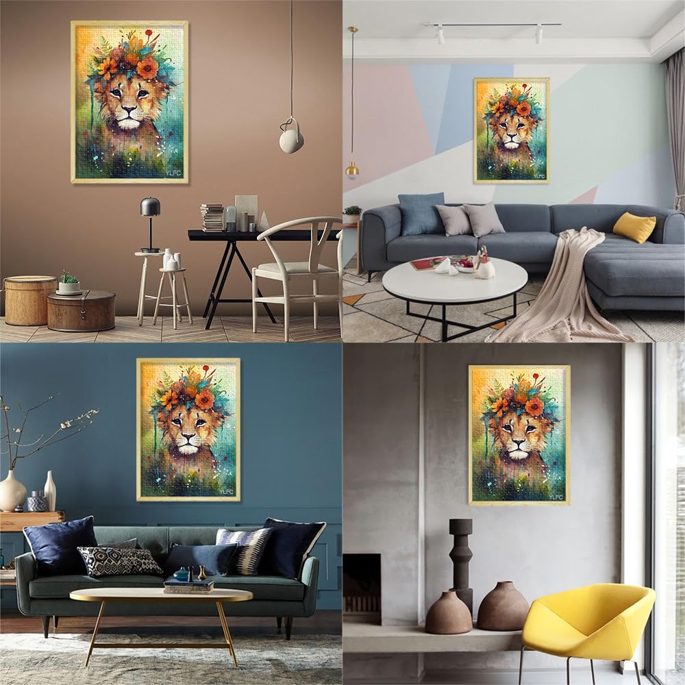 Puzzle 2000 pièces pour Adultes Puzzle Bébé Lion Jeux éducatifs Difficile à compléter mais Amusant et Humoristique 27,56 po x 39,37 po pour Adolescent 14+