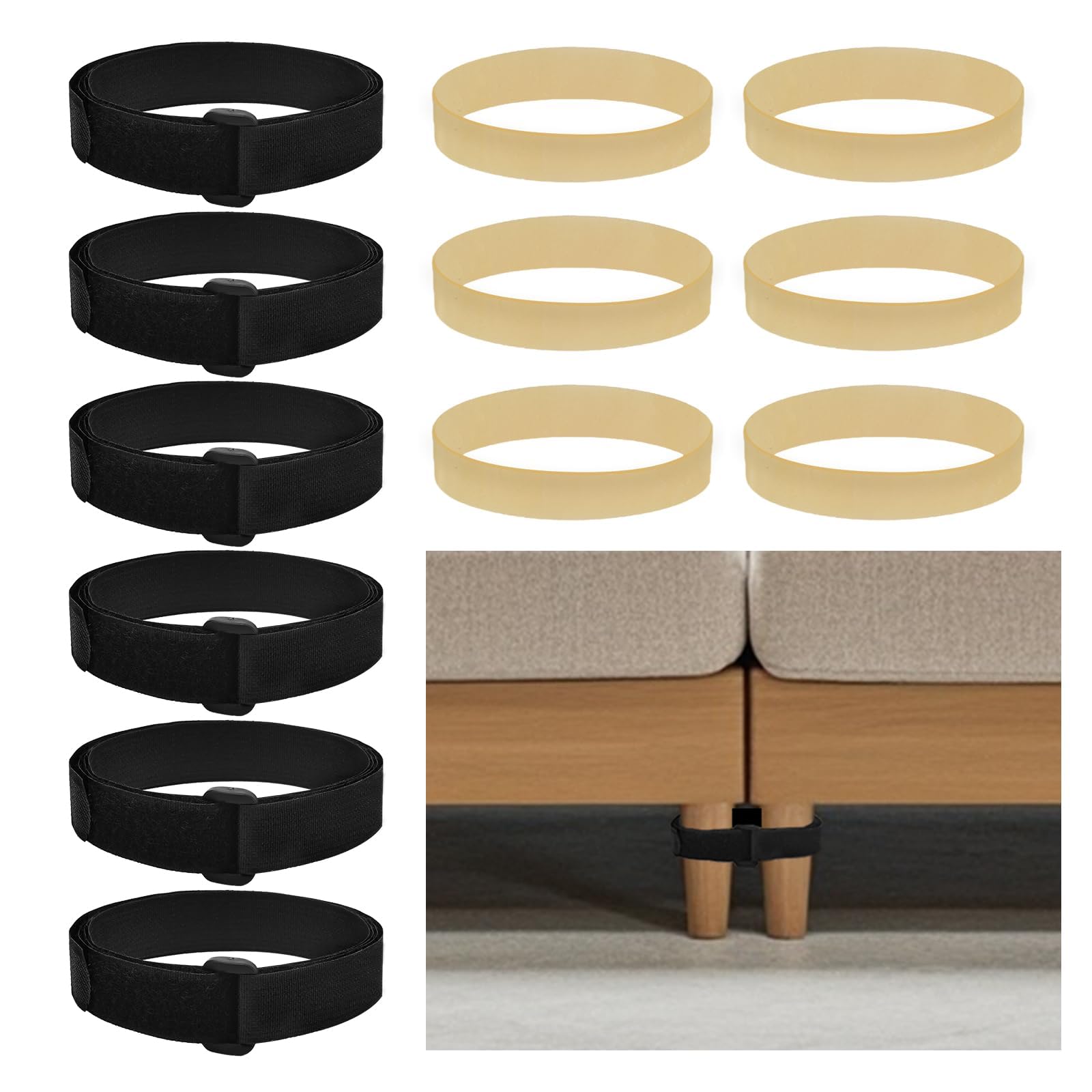 DSKMJT 6 Pack Sectional Couch Connectors to Make Sectional Stay Quick Install Tool-Free Keep Sliding Sofa in Place1