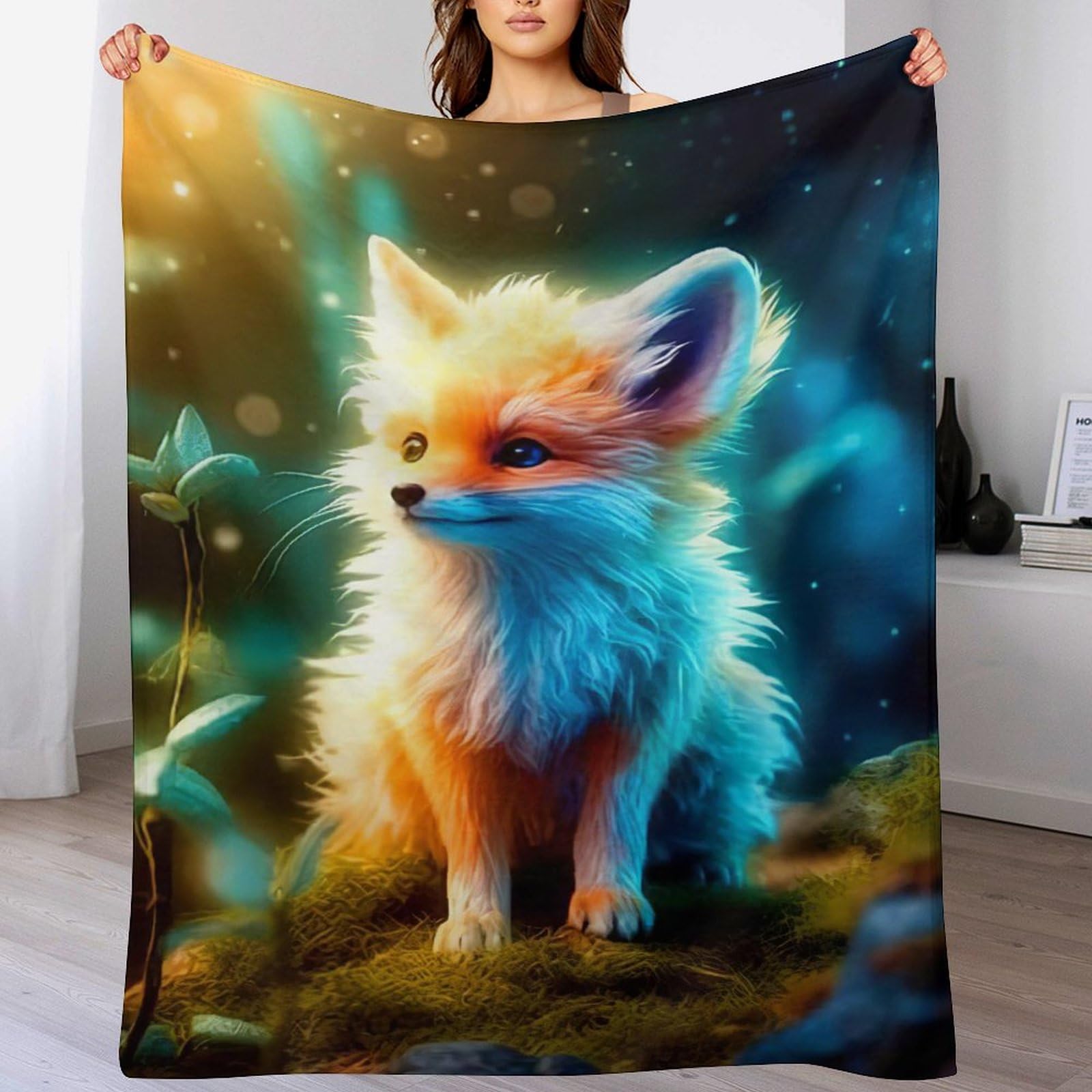 Couverture polaire renard 140x180 cm pour lit et canapé