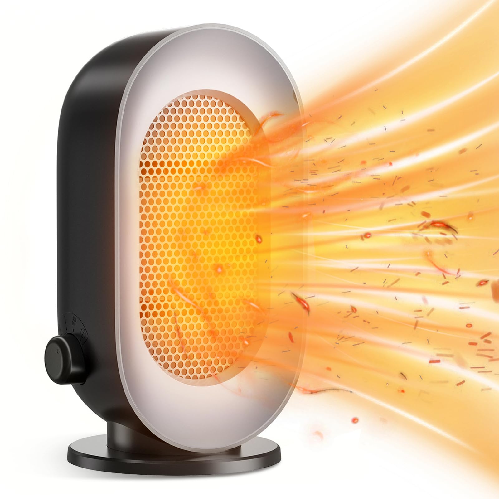 Calefactor de bajo consumo pequeño, 600 W, 3 calefacción, calefacción eléctrica, radiador eléctrico con termostato, calentador de cerámica PTC, silencioso, protección contra puntas para baño,