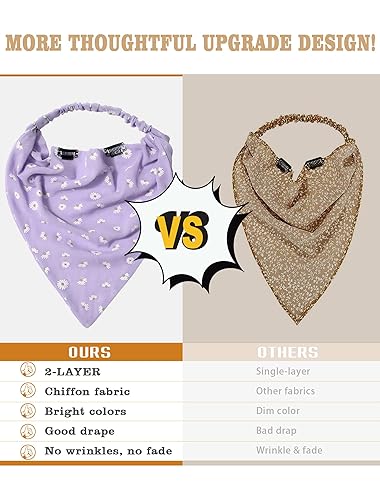 Miniatura 4 de AWAYTR Pañuelo elástico para el cabello, 3 pañuelos para la cabeza con clips, pañuelo, diadema para mujer, BlancoBeigePúrpura, 1 unidad (paquete de