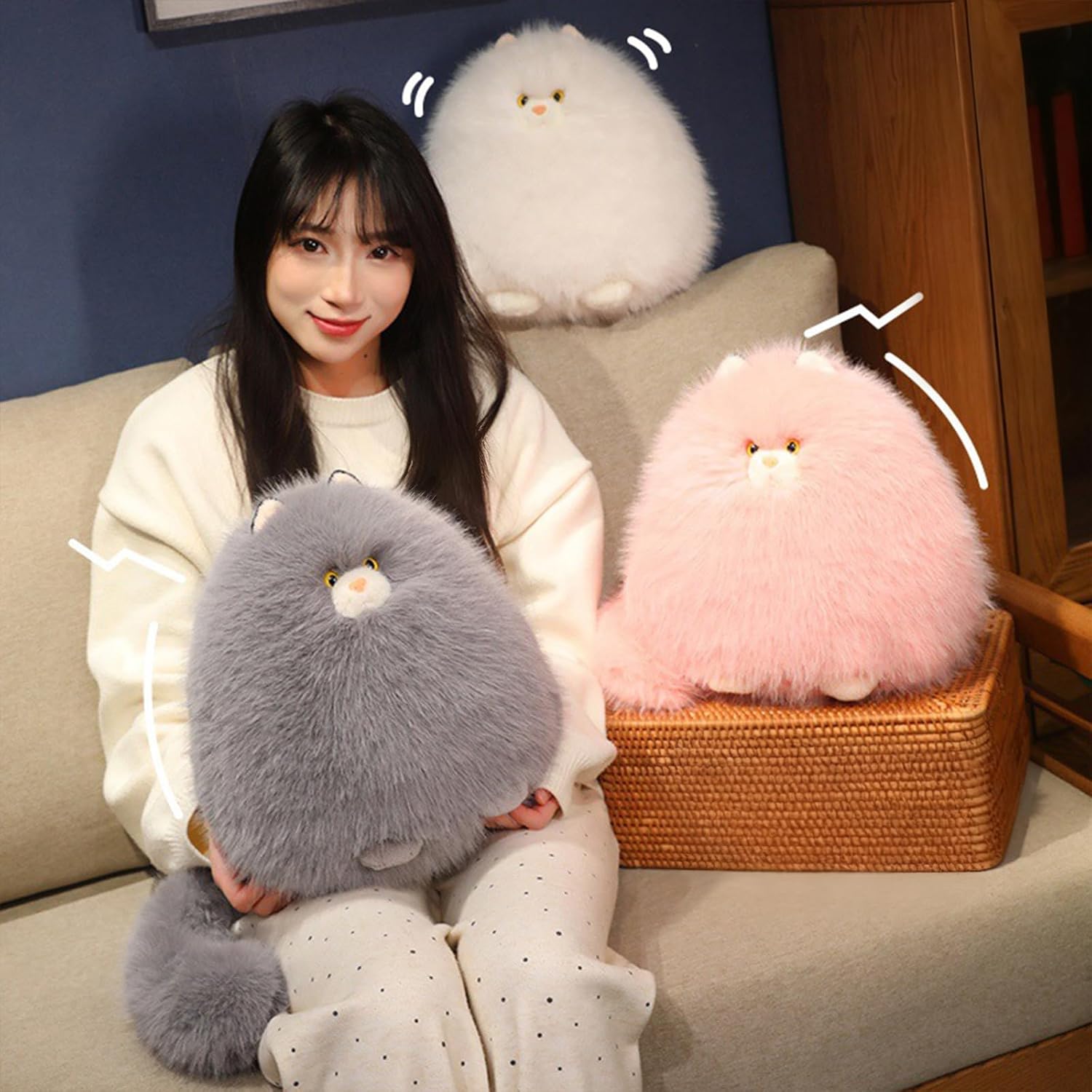 PEACH CAT Fat Cat Stuffed Animal 11.8" Big Kitten Plushies Cute Plush Toys Birthday Gifts for Kids White - Image 6