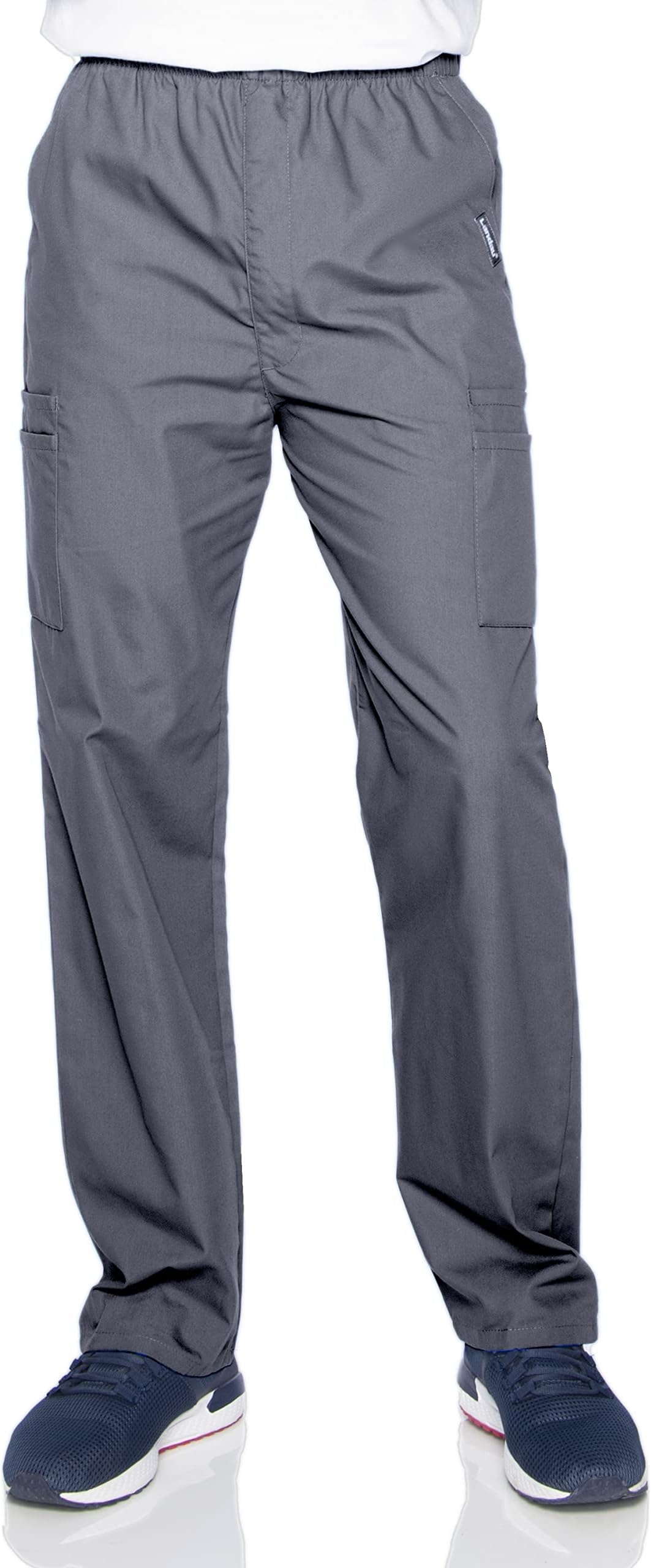 Essentials Relaxed Fit 7-Pocket Elastic Cargo Scrub Pants for Men 8555
