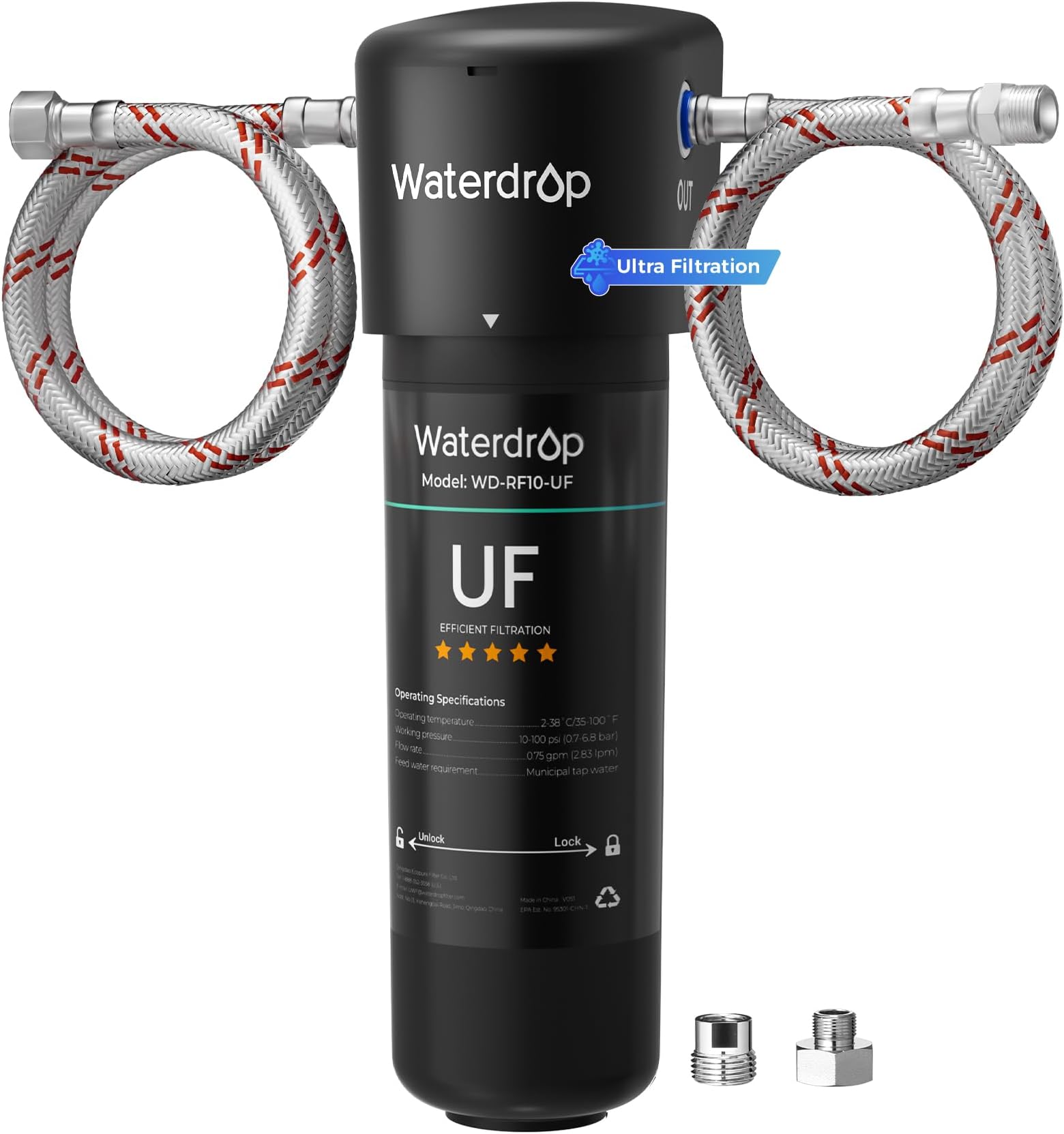 10UA-UF 0.01 μm Ultra Filtration Under Sink Water Filter System, 1 Year, Reduces Lead, Chlorine, Bad Taste & Odor, Connects Directly to Your Faucet