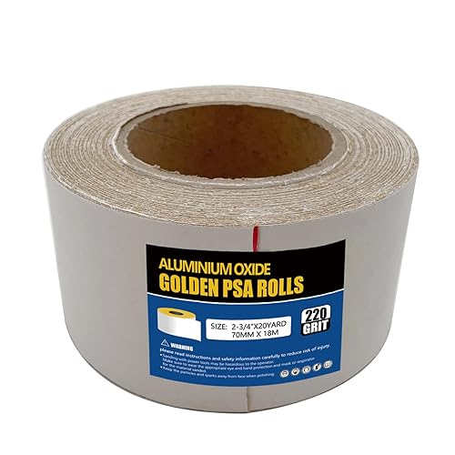 Miniatura 4 de Rollo de papel de lija autoadhesivo de grano 220, papel de lija adhesivo de 2-34 pulgadas x 20 yardas, rollo de papel de lija de óxido de aluminio