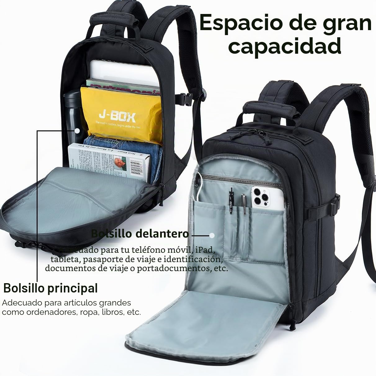 SPAHER Mochila Viaje Cabina Avion 40x30x15 British Airways Mochila Portatil 15,6" Hombre Grande Mochila Escolar Antirrobo Mujer Impermeable Maletas Equipaje de Mano 20L