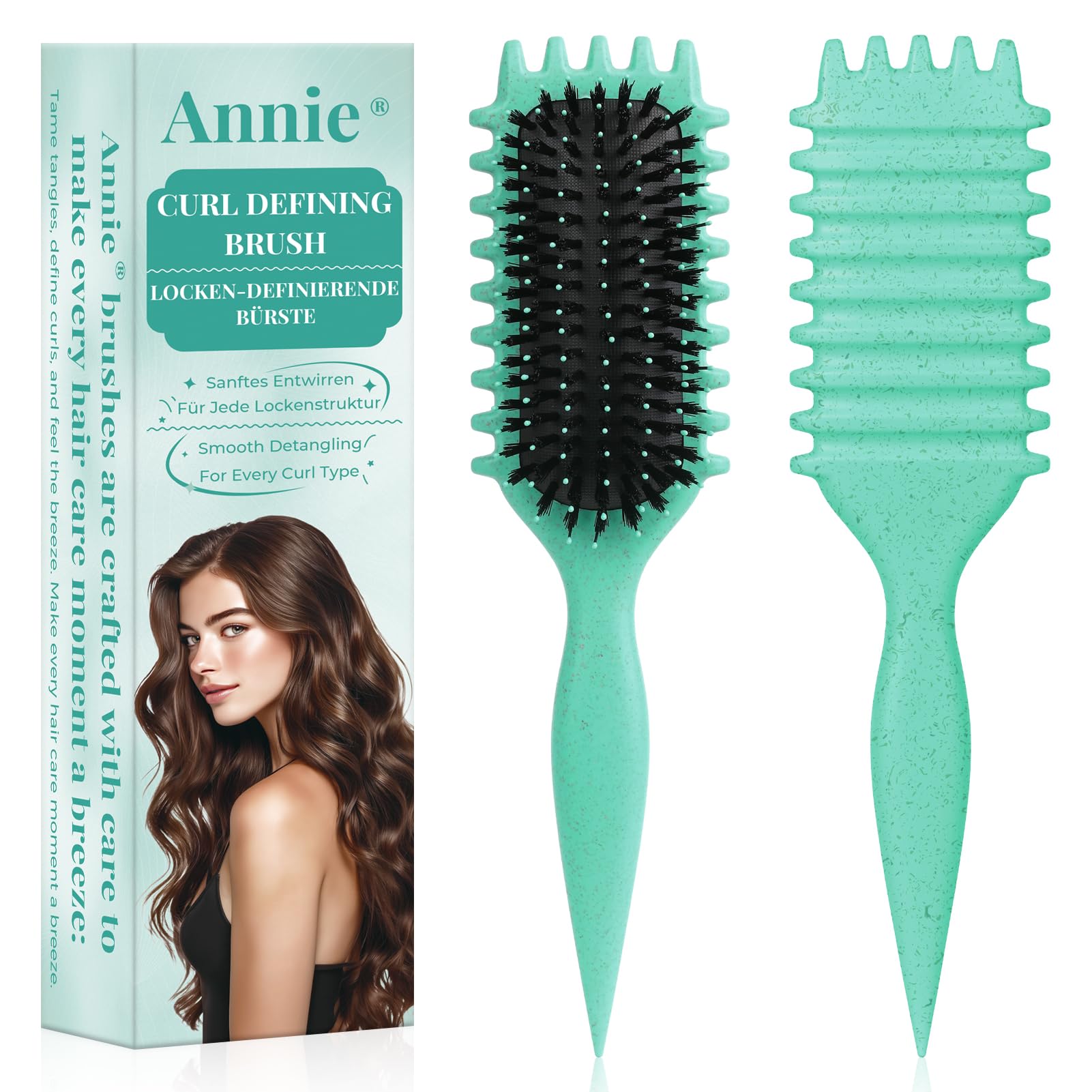 Lockenbürste, curly hair brush Für curly hair, locken bürste Zum Definieren Beim Styling, Antistatisch Entwirren Ohne Ziepen, Ergonomischer Griff, haarbürste Für Frauen Männer
