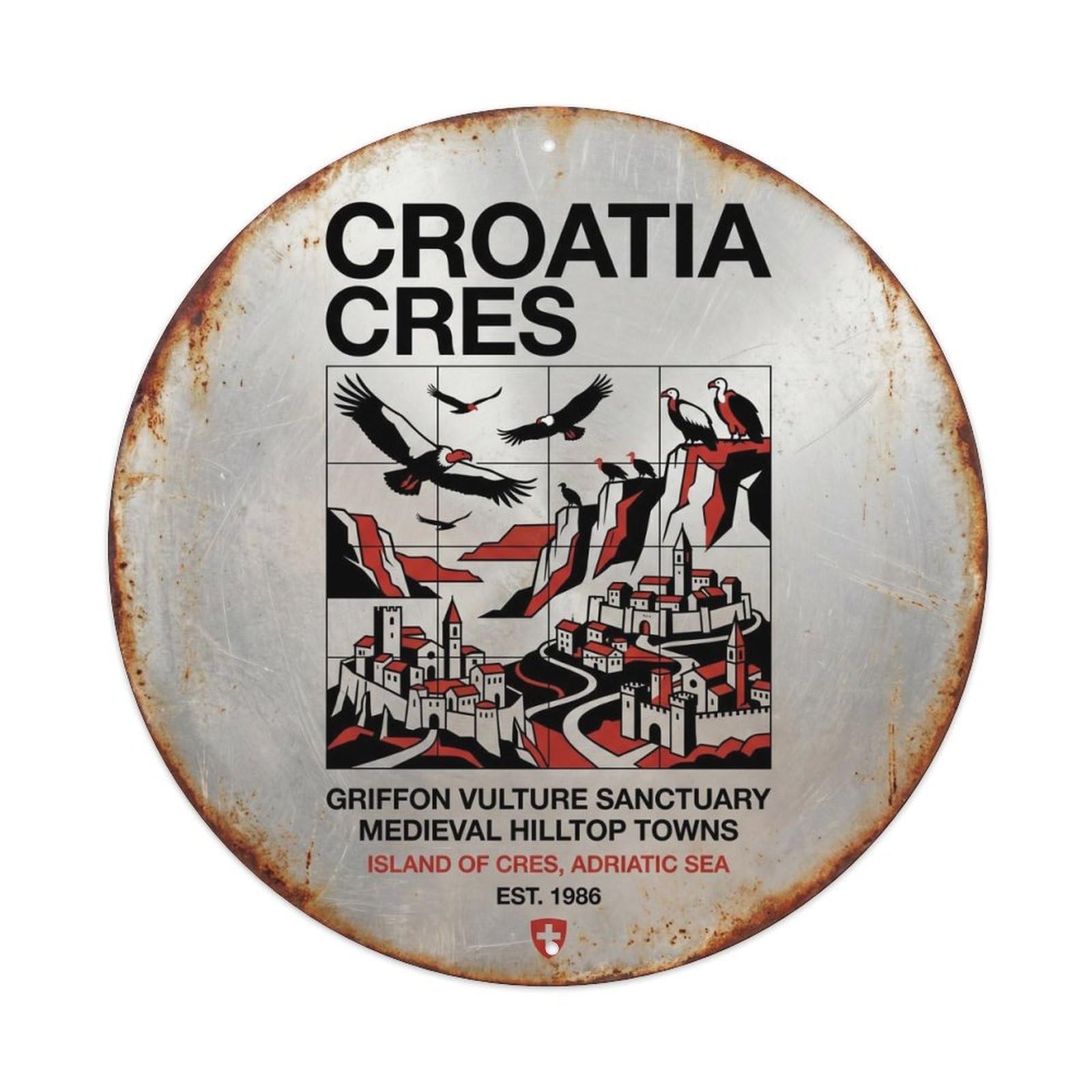 Cres Griffon Croatian Swiss Style Classic Scenery Metal Tin Sign