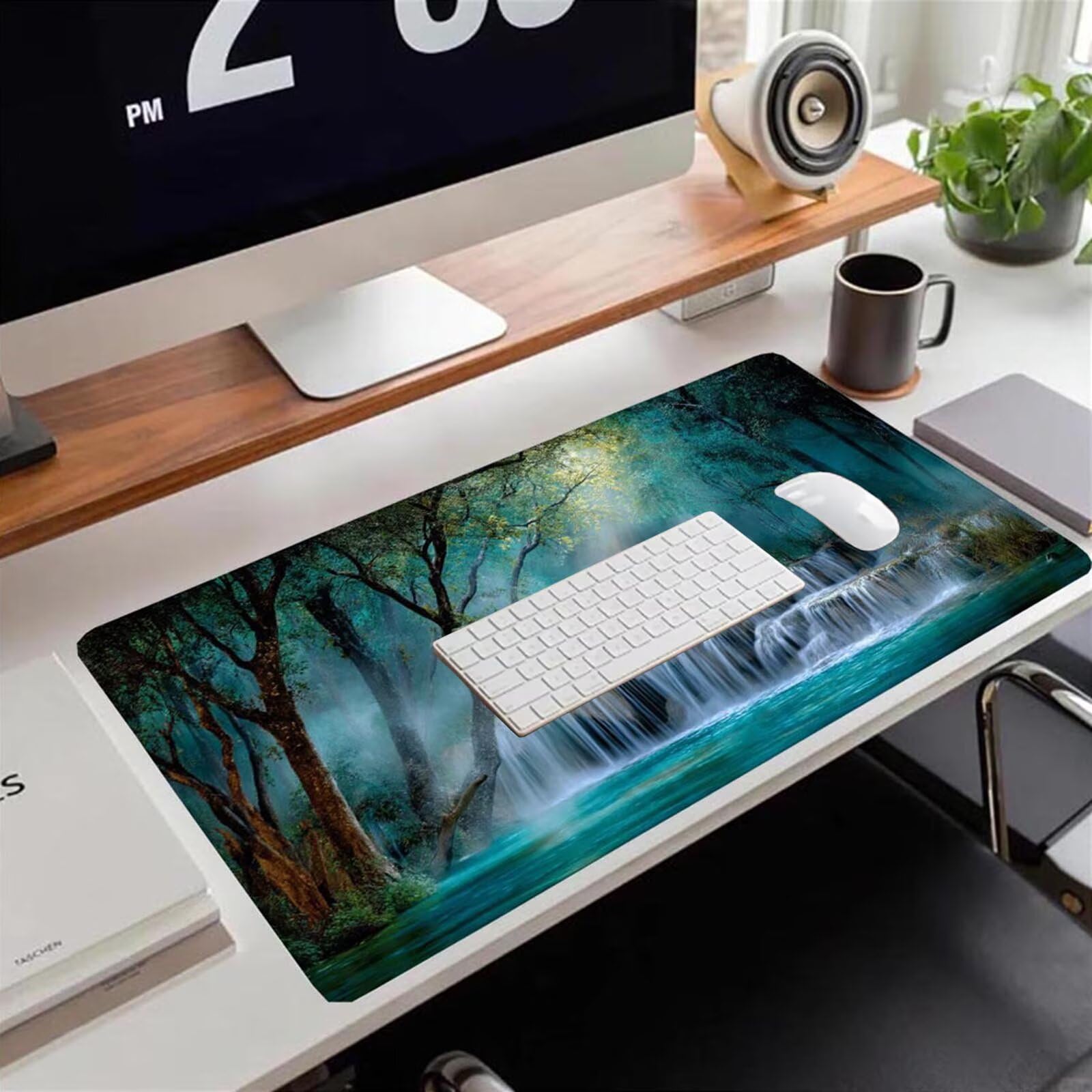 Gamingowa podkładka pod mysz 1200 x 600 x 3 mm, XXL, wodoszczelna, odporna na ścieranie, z przyszytymi krawędziami, podkładka na biurko, poprawia prędkość i precyzję pod laptopa, komputer, wzór upadku