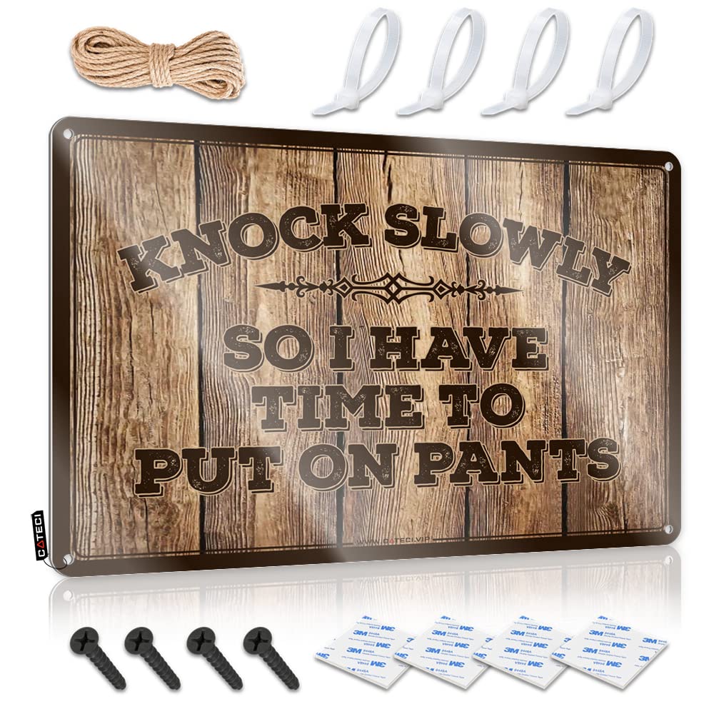 Vintage Wall Decor Metal Wall Decor | Knock Slowly So I Have Time To Put On Pants Industrial For Man Cave Home(30X40CM)