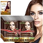 Herbishh Gray Hair Color Shampoo - Natural Argan Mask for Long-Lasting Color in Minutes - Travel Size, 10 Pack + 1 Pack, Ammonia-Free (Chestnut Brown)