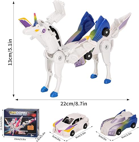 Miniatura 7 de Juguete de coche transformable Unicornio, coche deportivo de colisión mágico Unicornio, coche transformable para niños Robot adecuado para niños y