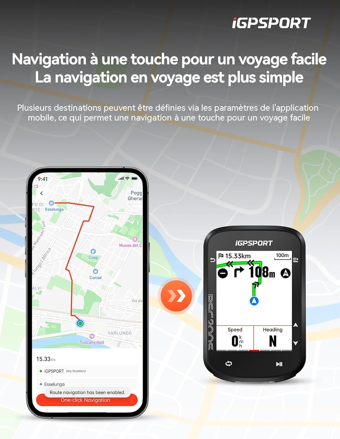 iGPSPORT BSC200S displaying various data fields and color themes