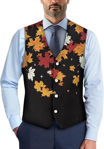 Mens Vests Casual Lightweight Dress Vest with Button & Back-Belt