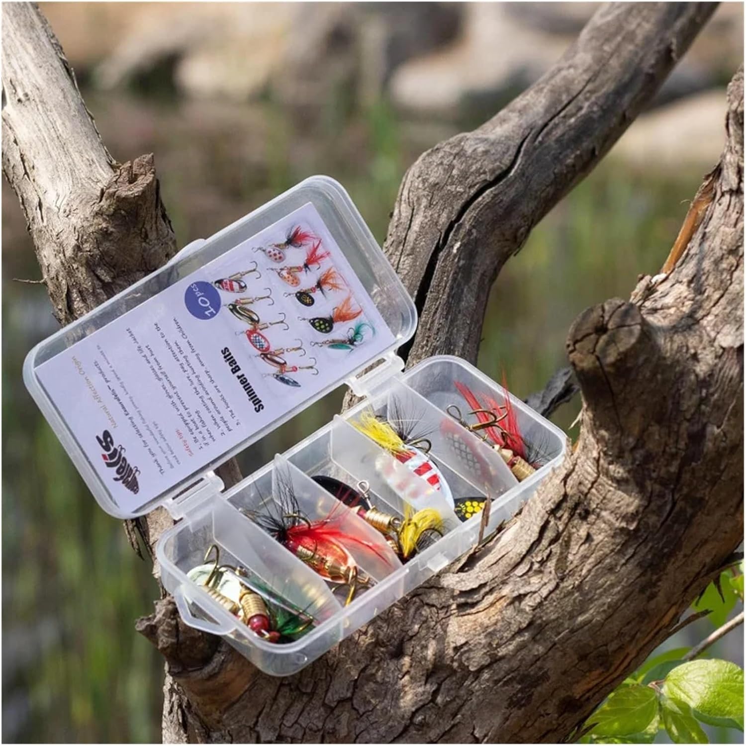 10 Piece Fishing Lure Spinner Bait with Feather Treble Hook Rooster Tail Spoon for Bass Salmon Trout
