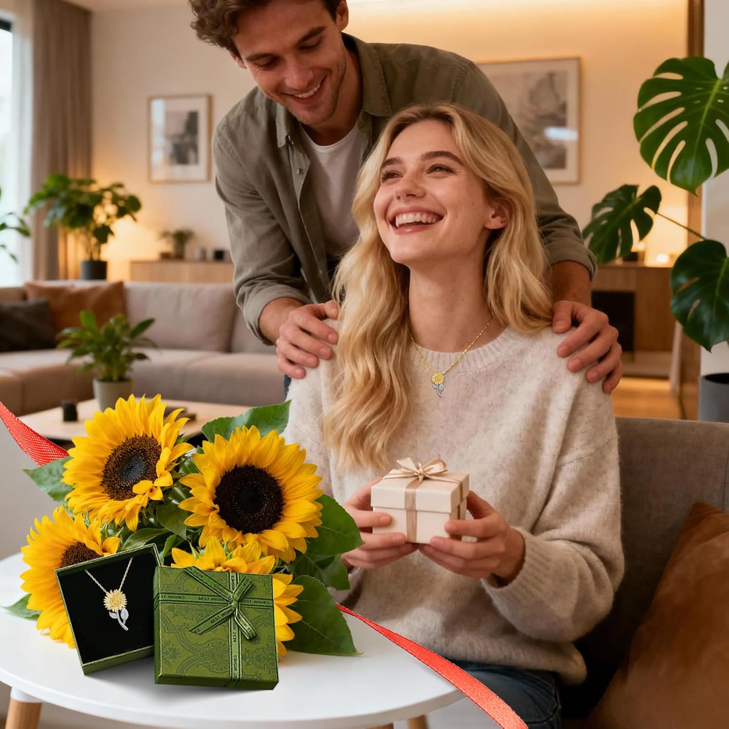 Sunflower Necklace for Women - 925 Sterling Silver Two-Tone Gold & Silver Pendant with Yellow Stone Meaningful Birthday Gift for Mom Wife Daughter– Symbol of Hope & Happiness - Image 6