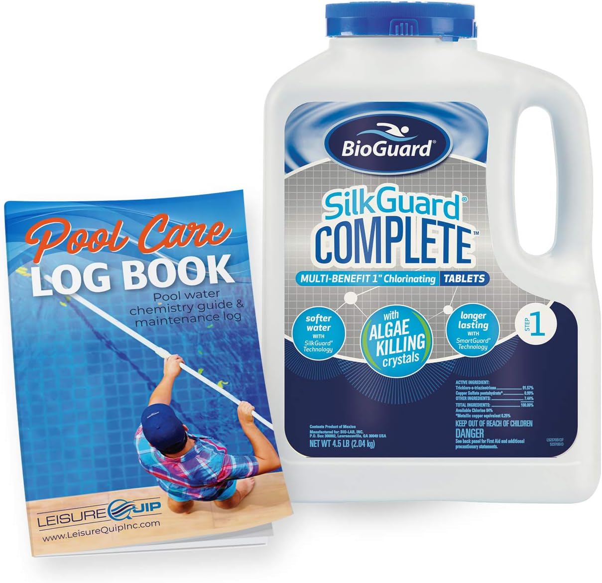 BioGuard SilkGuard Chlorinating Tablets 4.5 lb with Pool Care Log