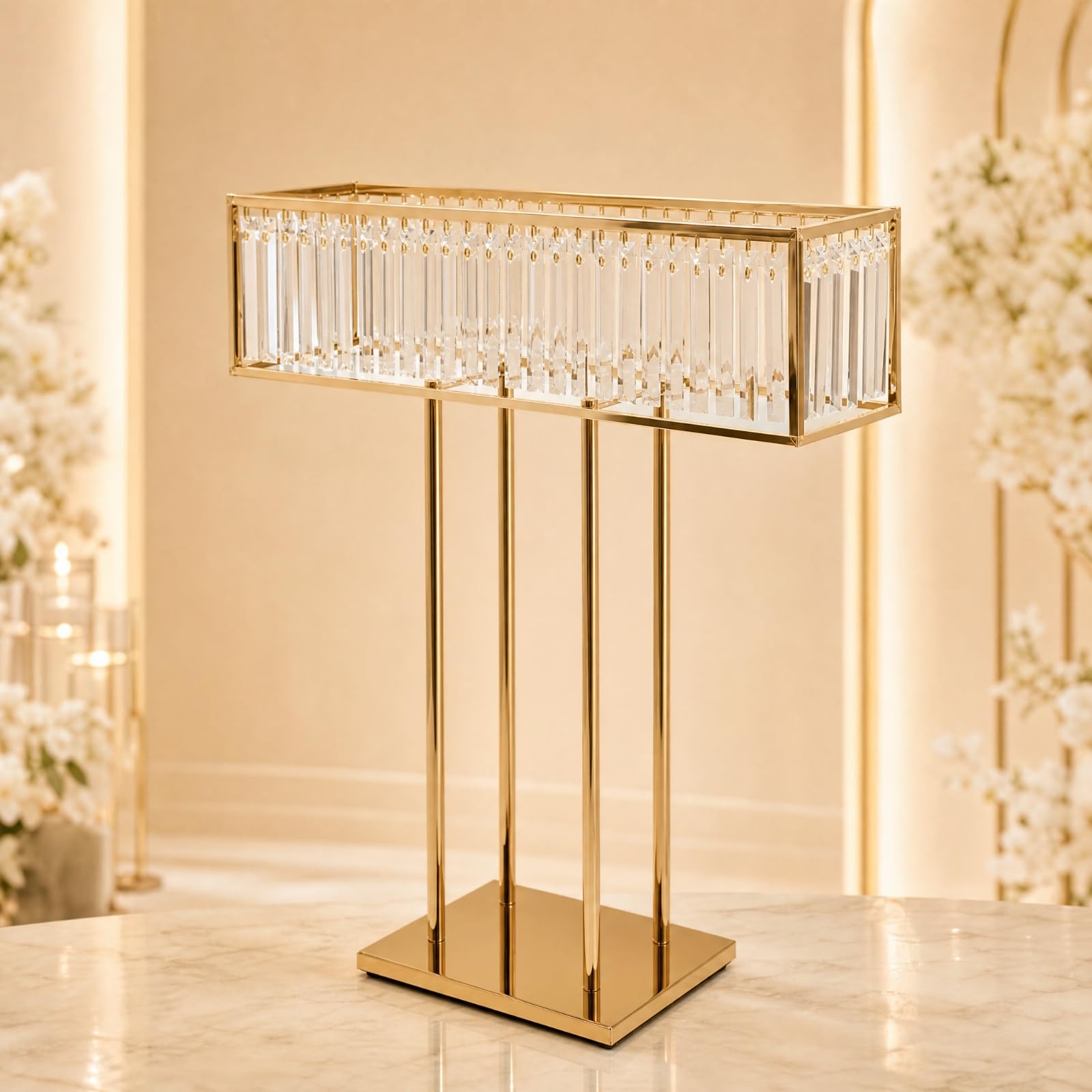 Supporto Floreale Dorato in Metallo Moderno Portafiori con Finitura Autoportante Alzatina Floreale Rettangolare per stimenti Floreali, Stile A
