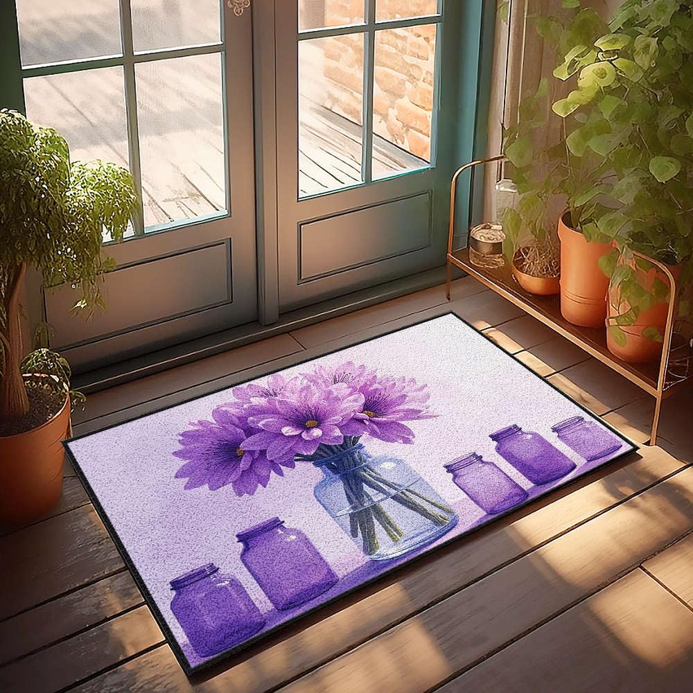 Paillasson d'extérieur 65 x 90 cm contre la saleté tapis entrée motif fleurs