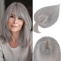 Vista 14 de Rich Choices Postizo de Cabello Humano 100% Real con Flequillo - Postizo de Cabello Remy Real para Mujeres con Adelgazamiento en la Parte Superior