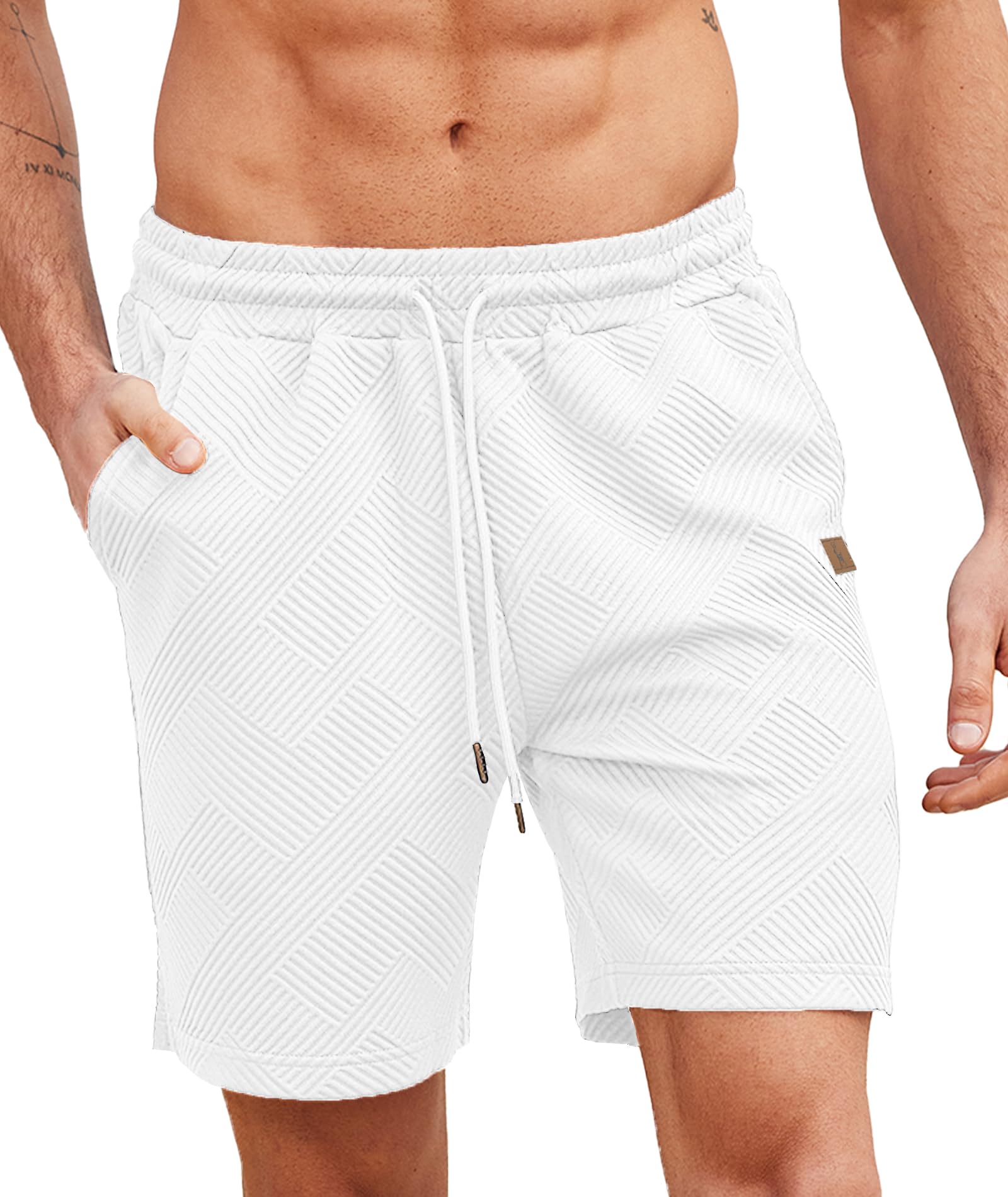 ZITY Textur Kurze Hosen Herren Sommer Casual Shorts Elastische Taille Leichte Freizeithose mit 3 Taschen M-3XL