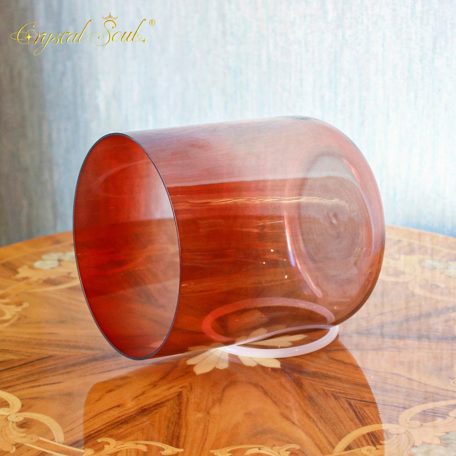 Crystal Soul - Campana tibetana in cristallo rosso sfumato, 17,8 cm