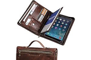 Portfolio Binders: Premium Leather Padfolio for iPad Pro 12.9" with AirTag Holder