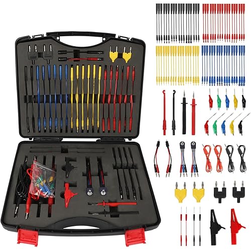104PCS Automotive Circuit Test Leads Kit Electrical Breakout Leads Automotive Kit Multimeter Test Leads Kit with Alligator Clips,Banana Plug Test Lead,Oscilloscope Probe
