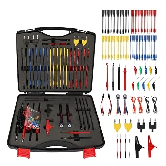 104PCS Automotive Circuit Test Leads Kit Electrical Breakout Leads Automotive Kit Multi Function Auto Diagnostic Tools Multimeter Test Leads Kit with Black Carrying Case